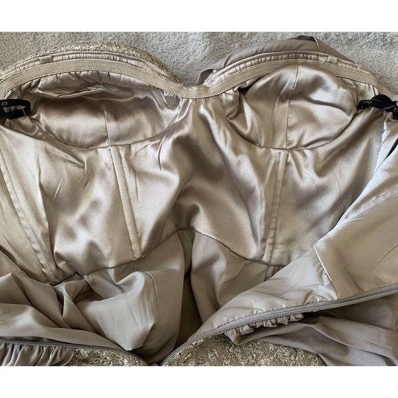 90s Y2K BEBE Strapless Lace Draping Bandage Mini Party Dress Carrie Bradshaw S - Picture 10 of 12